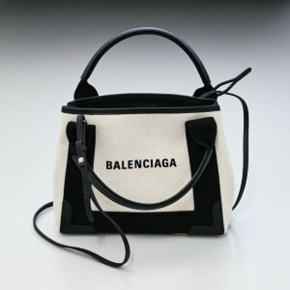 Balenciaga Cross Shoulder Bag Navy Blue Cabas Black - Picture 1 of 5